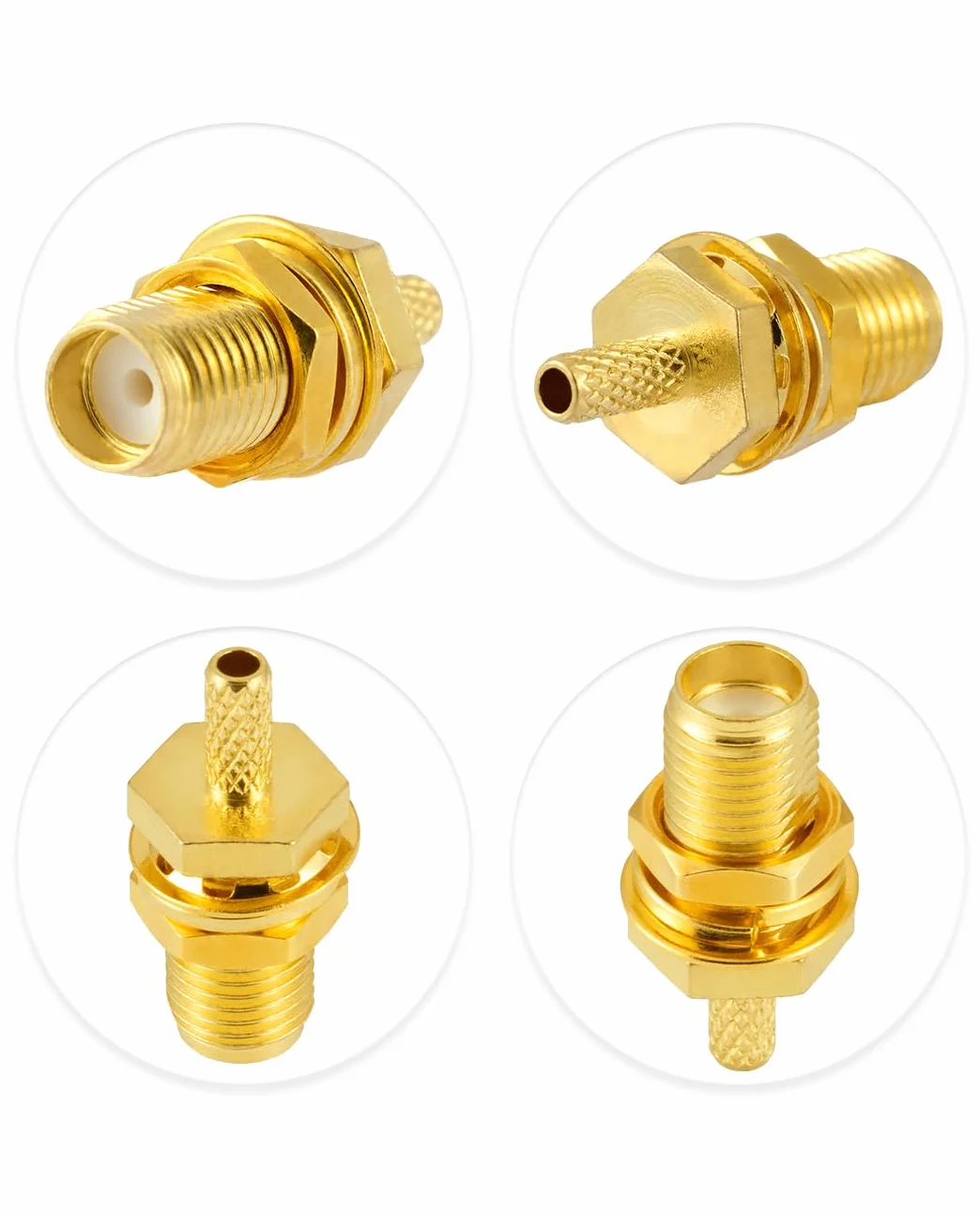 Vecys 10 PCS SMA Złącza SMA Żeński Grodziowe Złącze Zaciskane dla RG316 RG174 Kabel Koncentryczny RF