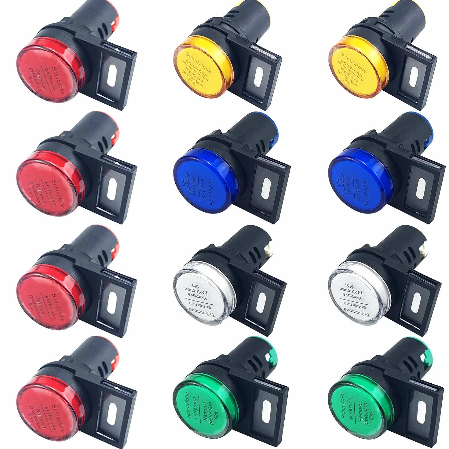 12 sztuk AC 220 V LED wskaźnik zasilania światła z 12 sztuk sygnałów, czerwony/niebieski/żółty/zielony/biały, montaż na panelu wpuszczanym 7/8 "22 mm