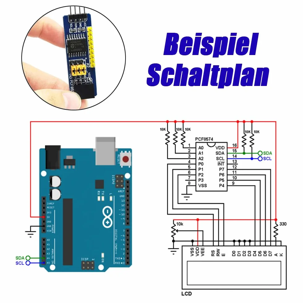PCF8574 I/O Expander I2C Bus moduł płytka rozszerzająca do Arduino 8 sztuk