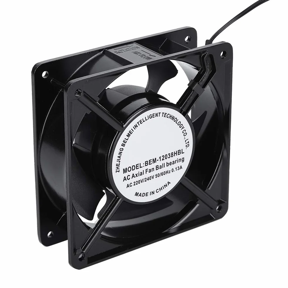 Wentylator Osiowy 120x120x38mm 28W, Metalowy Wentylator z Silnikiem Miedzianym 2600 RPM, 82CFM do Ochładzania Domowego i Przemysłowego