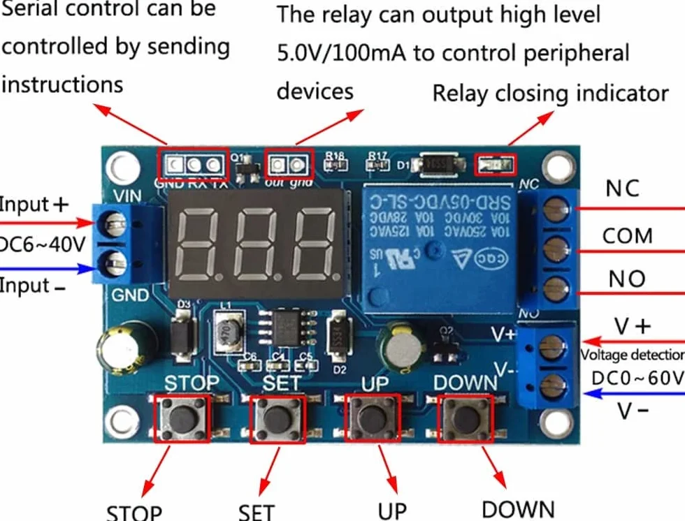 Heemol 2 sztuki moduł kontroli ładowania akumulatorów DC 6-40V programowalny przełącznik niskiego napięcia do monitorowania akumulatora 18650 z wyłączeniem z wyświetlaczem.