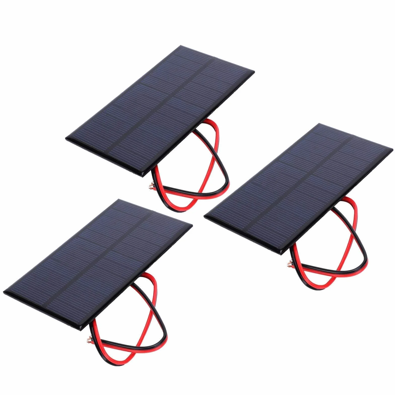 3szt Panel słoneczny Moduł solarny, DC 6V 1W Polikrzemowy Panel słoneczny Ogniwo Moduł mocy Ogniwo słoneczne Fotowoltaiczne z kablem 30cm