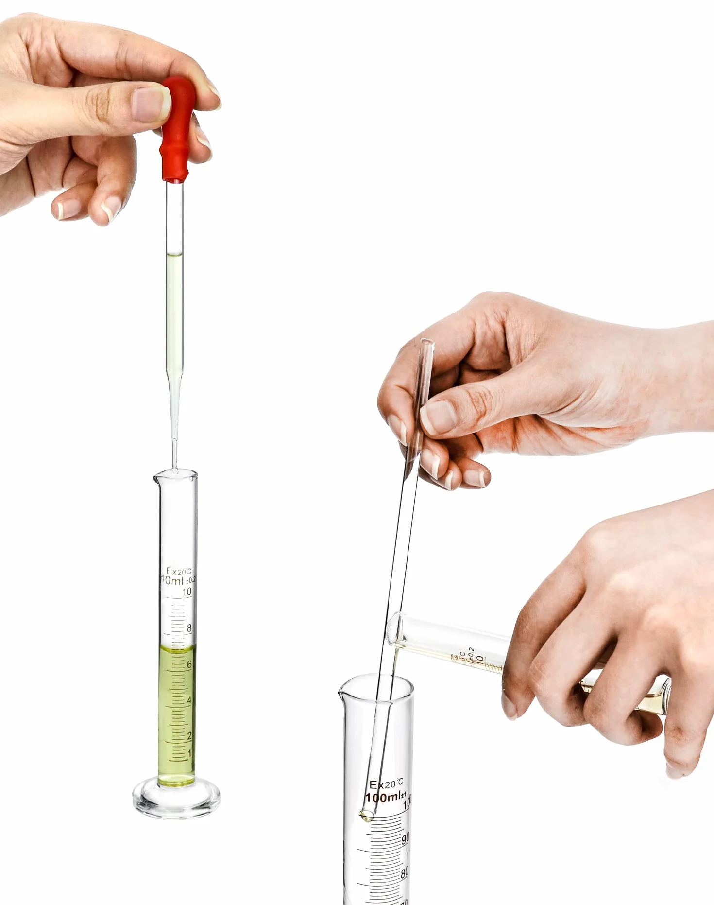 QWORK Szklany cylinder z podziałką 5 ml 10 ml 50 ml 100 ml z pipetami szczotką do probówek i prętem do mieszania
