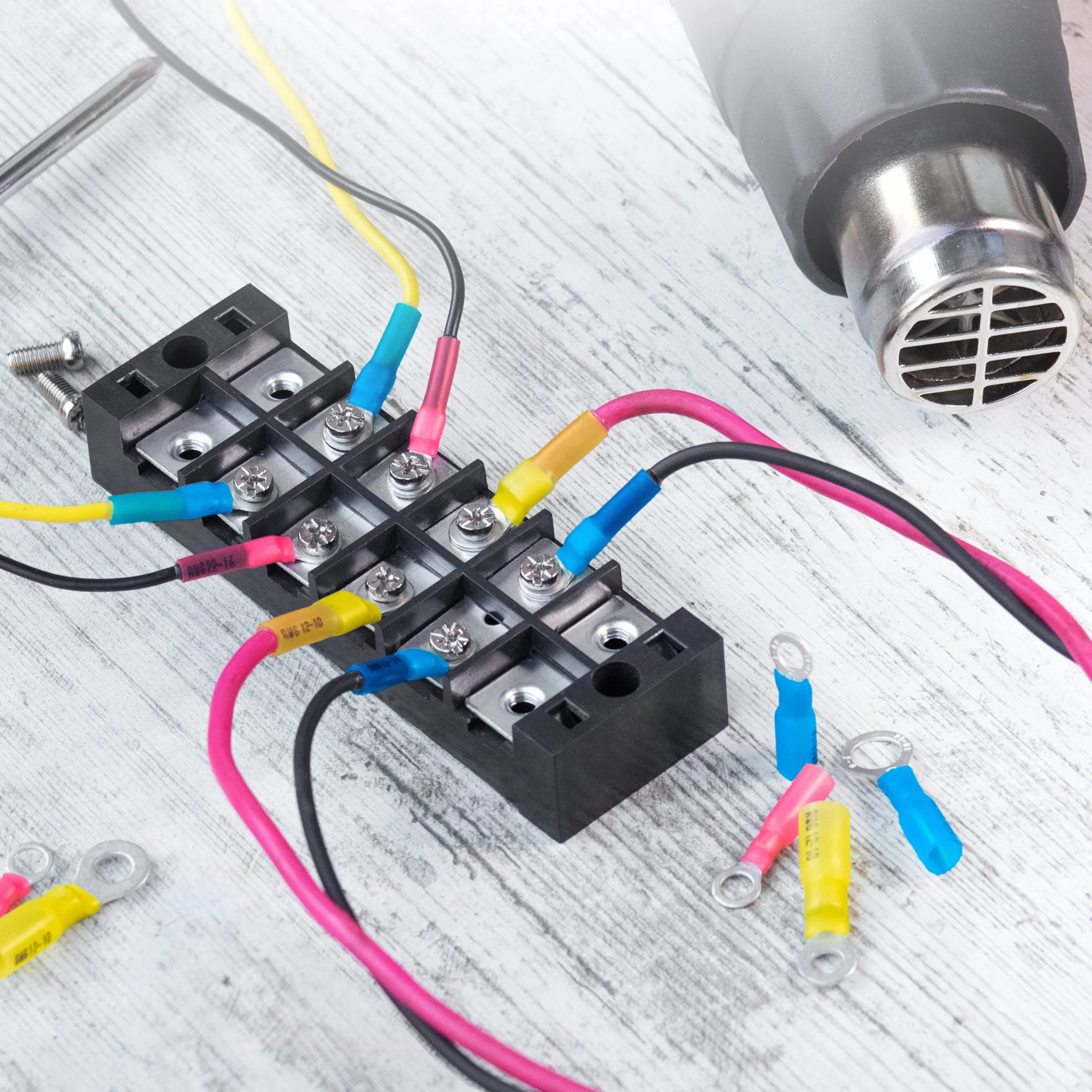 Wirefy Heat Shrink Wire Connectors Kit - Marine Grade Electrical Connectors - Automotive Butt Connectors - Insulated Ring, Spade, Fork, Hook Crimp Terminals - 22-10 Gauge - 270 PCS