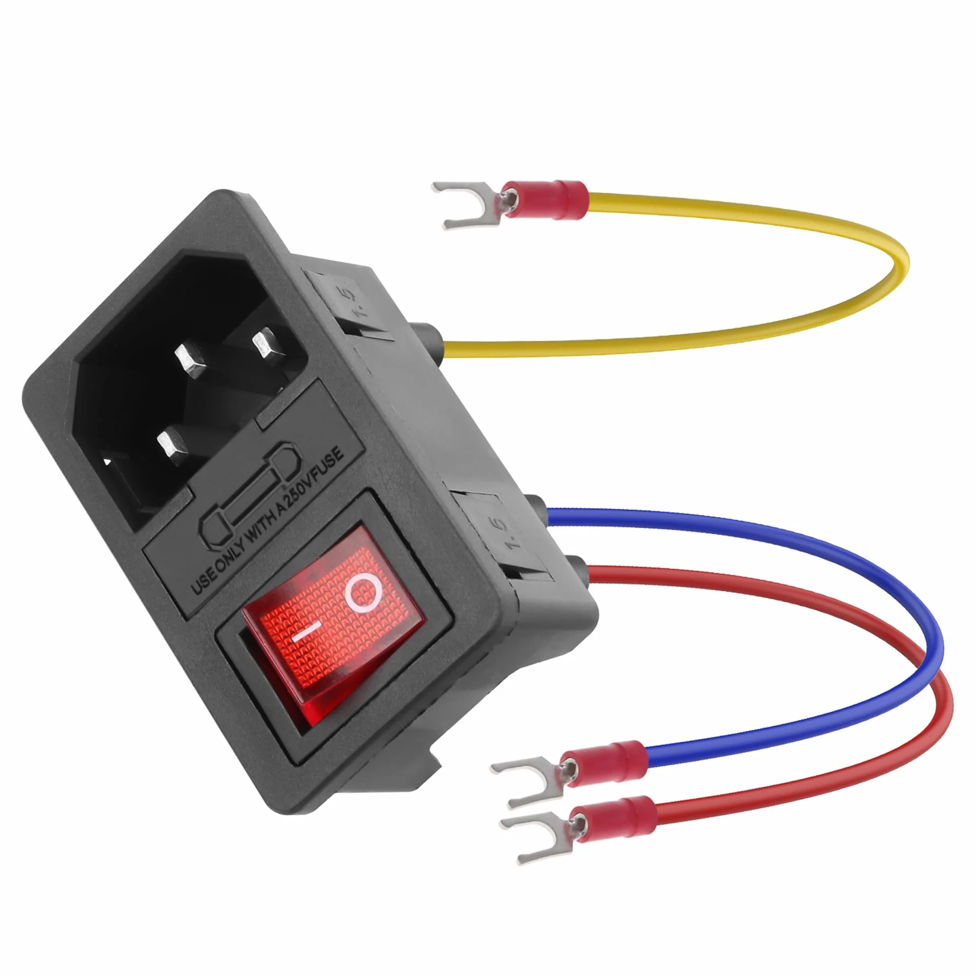 YAODHAOD 4 szt. przełącznika dźwigienkowego 10 A 250 V i IEC C14 moduł gniazda zasilania wtyczka bezpiecznik 10 A ze wskaźnikiem światła do urządzeń gospodarstwa domowego 12 V, 230 V lub urządzeń DIY