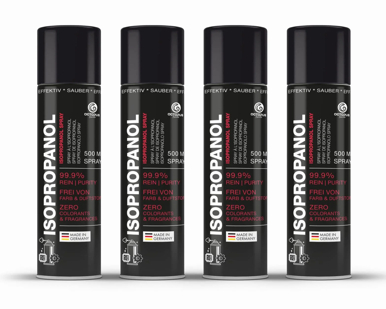 OCTOPUS izopropanol Spray, IPA alkohol czyszczący w praktycznej puszce z rozpylaczem – 500 ml