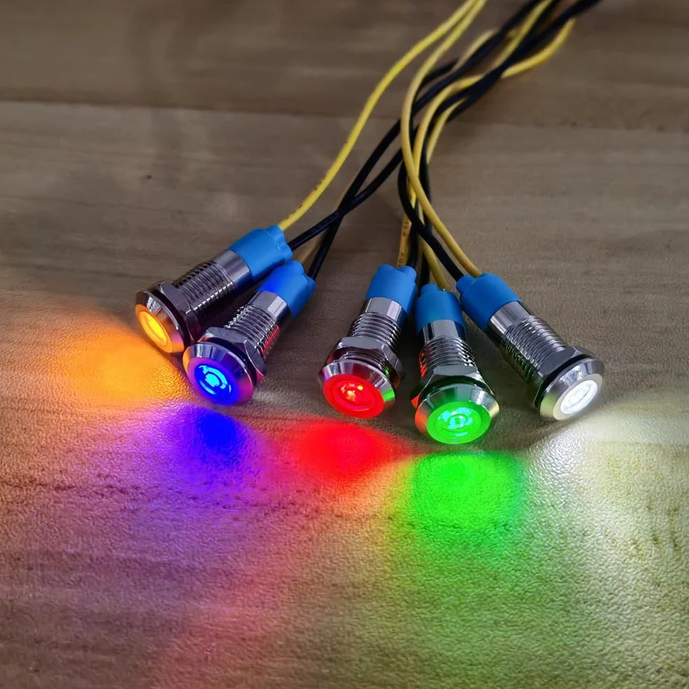 Gebildet 5 Sztuk 8mm 230V AC LED Metalowy Wskaźnik Świetlny Wodoodporna Lampka Sygnalizacyjna Zielona
