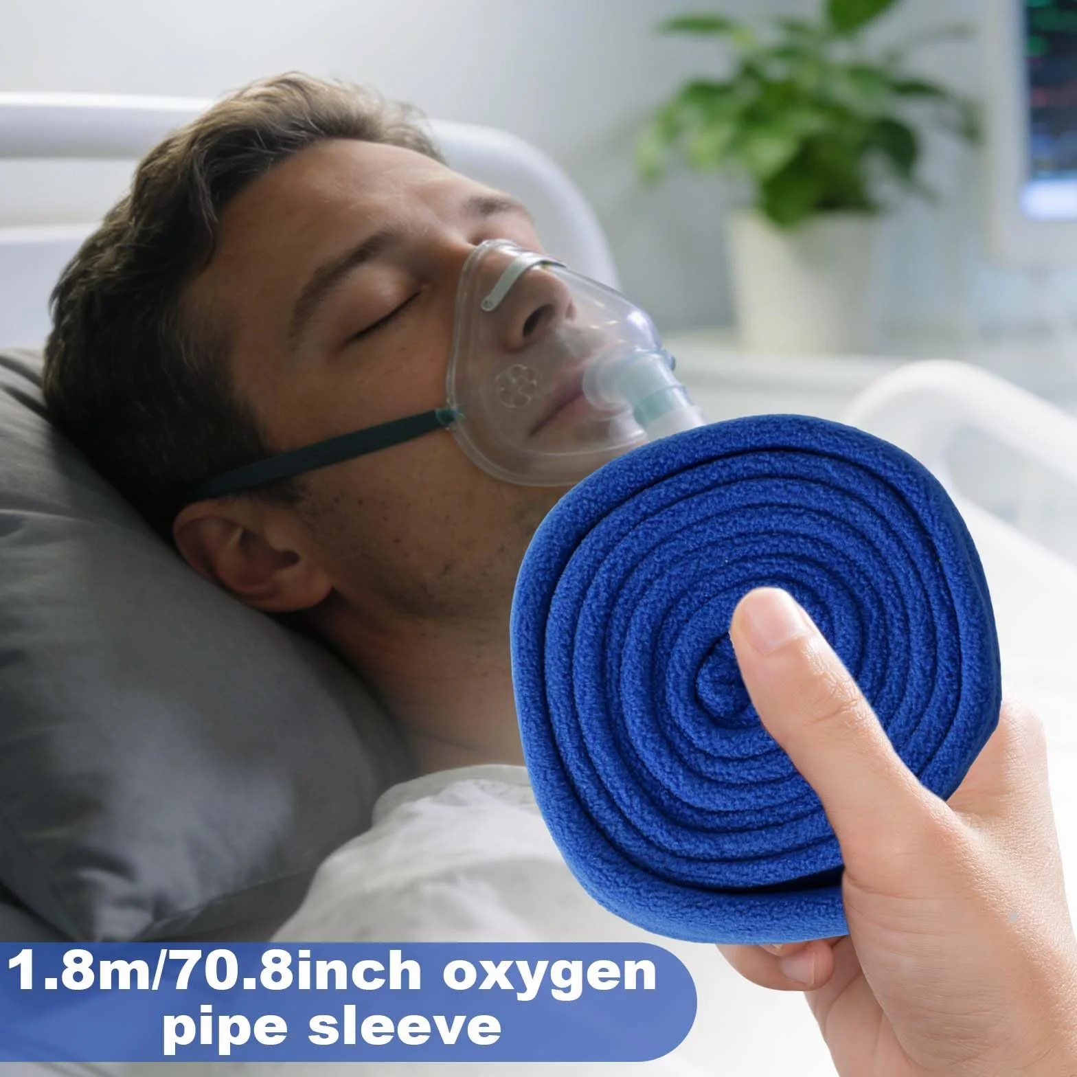CPAP osłona węża, długość 1,8 m, izolująca i ochronna osłona węża, ochrona przed kondensacją, pyłoszczelna, zamek błyskawiczny, wielokrotnego użytku (niebieska)
