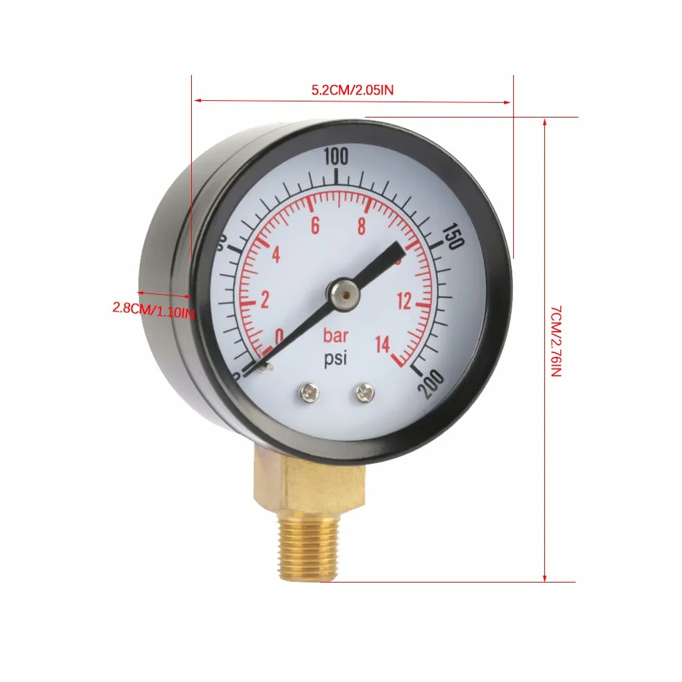 【𝐖𝐢𝐨𝐬𝐞𝐧𝐧𝐚 𝐖𝒚𝐩𝐫𝒛𝐞𝐝𝐚𝒛 𝐏𝐫𝐞𝒛𝐞𝐧𝐭 】Manometr, 0-200psi 0-14bar manometr do wody powietrza olej tarcza instrument podstawa wpis NPT 1/8"