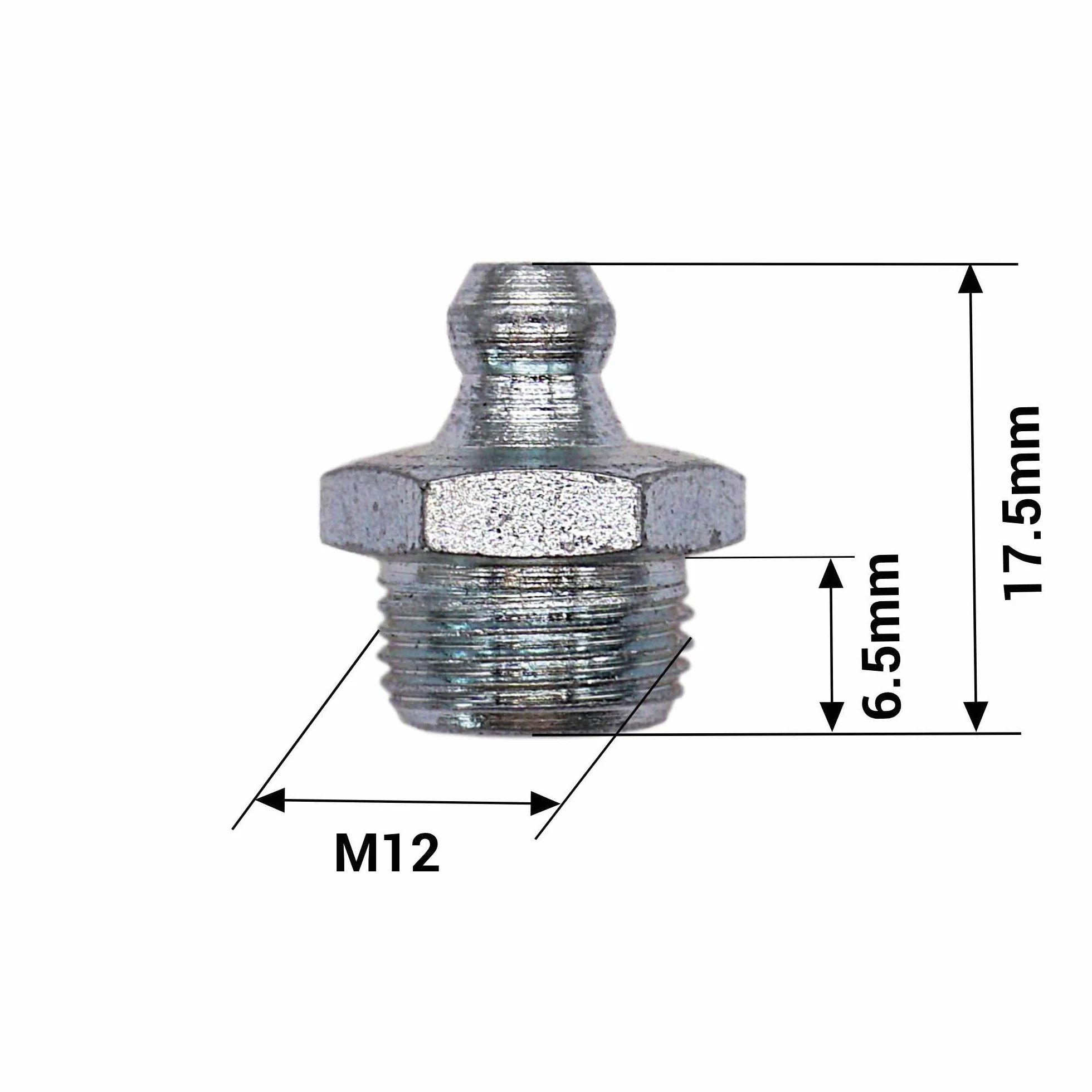 SKIR'CO (5 szt.) Złączka smarowa M12, ocynkowana prosta złączka smarowa, DIN 71412 A, hydrauliczne stożkowe smarownice, złączka smarownicza