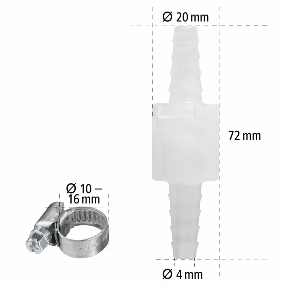 Xavax Zawór zwrotny z 2 zaciskami zaciskowymi, do maks. Ø 10 mm
