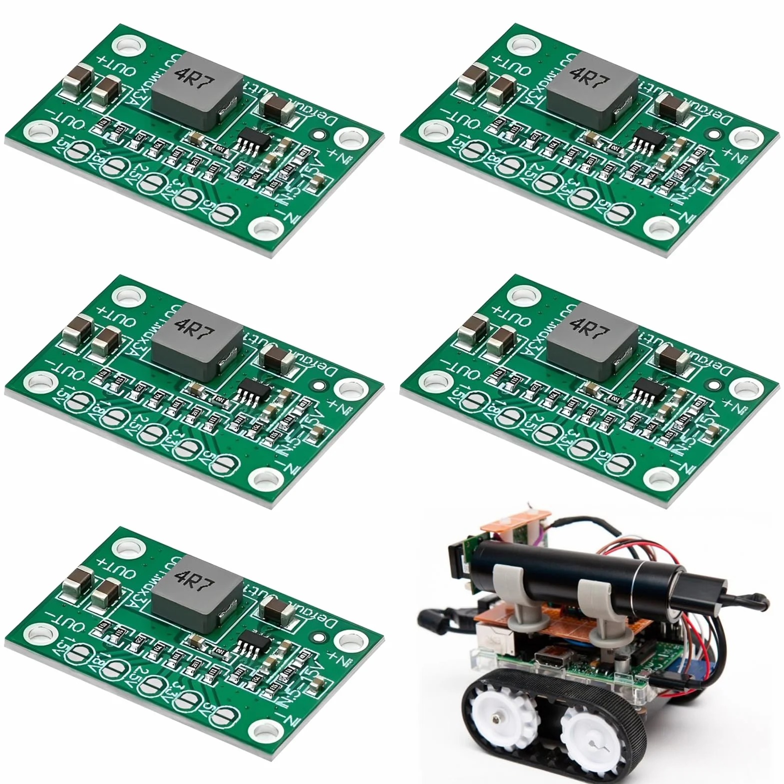 DC-DC Step Down Converter, 5 sztuk 5 V-15 V do 1,25 V/1,5 V/1,8 V/2,5 V/3,3 V/5 V, prąd wyjściowy 3 A, regulator napięcia Buck, konwerter Buck Converter do zastosowania w drukarkach 3D, zegarkach