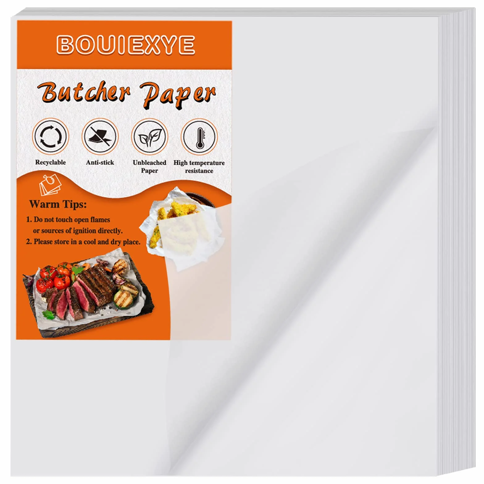 120 sztuk białego papieru rzeźniczego do sublimacji, bez woskowego papieru rzeźniczego, wstępnie wycięty papier rzeźniczy, 30 x 30 cm, kwadratowy arkusz mięsa, jednorazowe arkusze papieru
