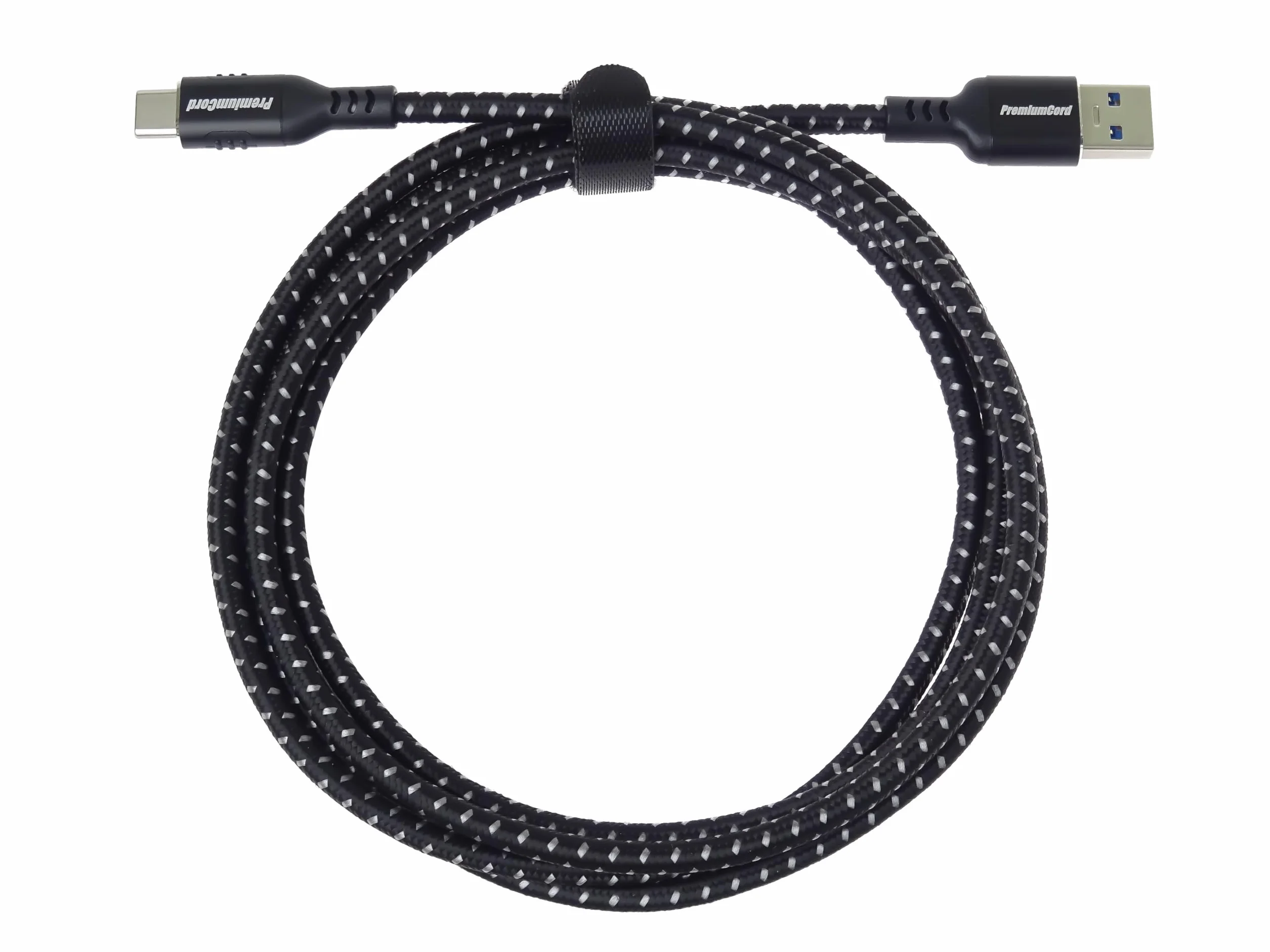 PremiumCord Kabel Połączeniowy USB-C 3.2 Gen 1, Kabel do Transmisji Danych Superspeed ​​do 5 Gbit/s, Ładowanie do 3 A, Moc Wyjściowa 60 W, PD 3.0 / QC 4.0, USB Typu A do Typu C, Czarny, Długość 0,5 m