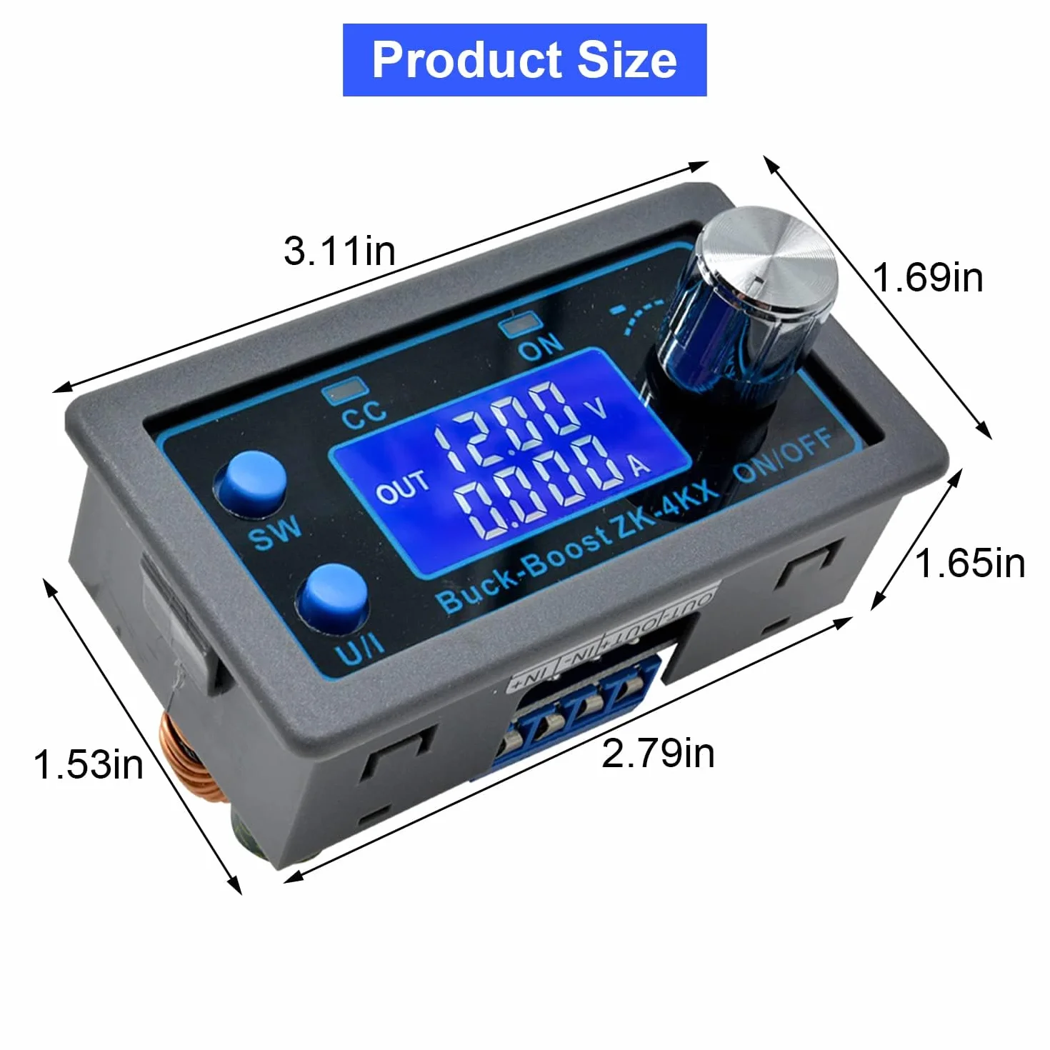 DC DC Boost Buck Converter regulator napięcia moduł mocy CC CV 0,5-30V 4A 5V 6V 12V 24V wyświetlacz LCD regulowane napięcie zasilanie laboratoryjne.
