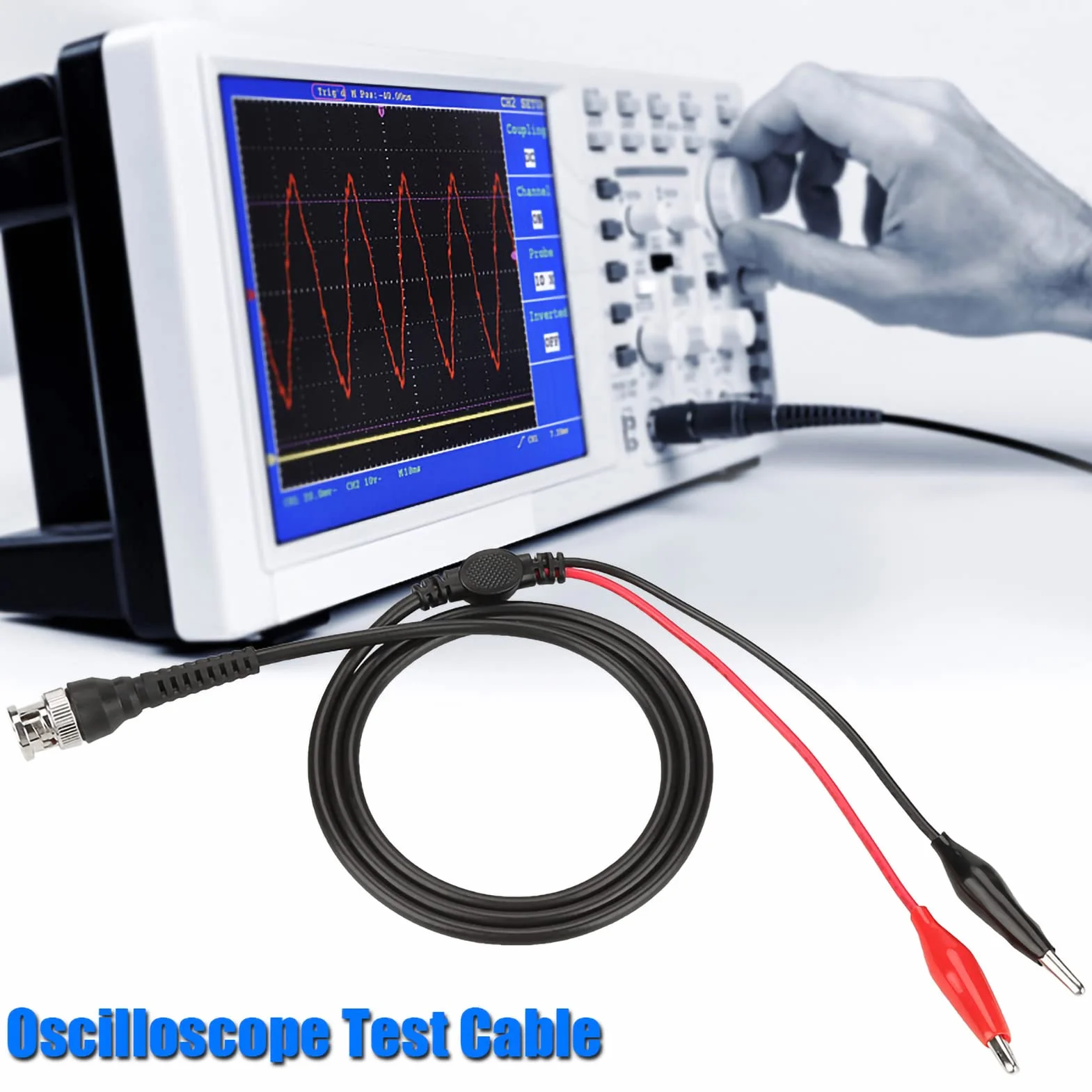 Podwójny Kabel Sondy Testowej z Podwójnym Oscyloskopem ze Złączem BNC Q9 i Klipsami Krokodyli - Solidny Kabel Koncentryczny 50 Ω do Pomiaru Wideo i Audio - Zestaw 2, Czerwony i