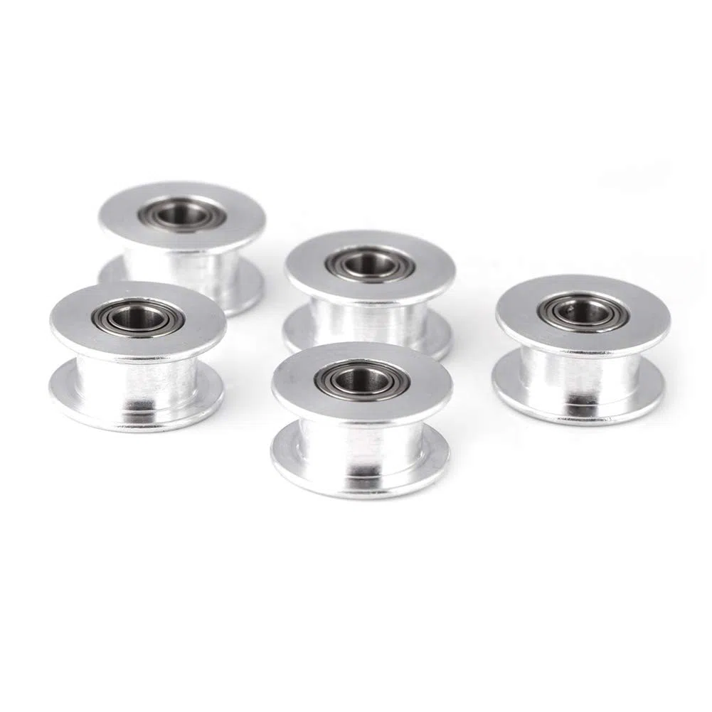 Zahnriemenscheibe, hochwertiges Aluminium glatt 2GT 6mm / 10mm breiter Riemenscheibenriemen 16T / 20T 3mm / 5mm Bohrung 3D-Drucker Accessary 5pcs / Set(W6mm, 20T, Bore 5, Toothless)