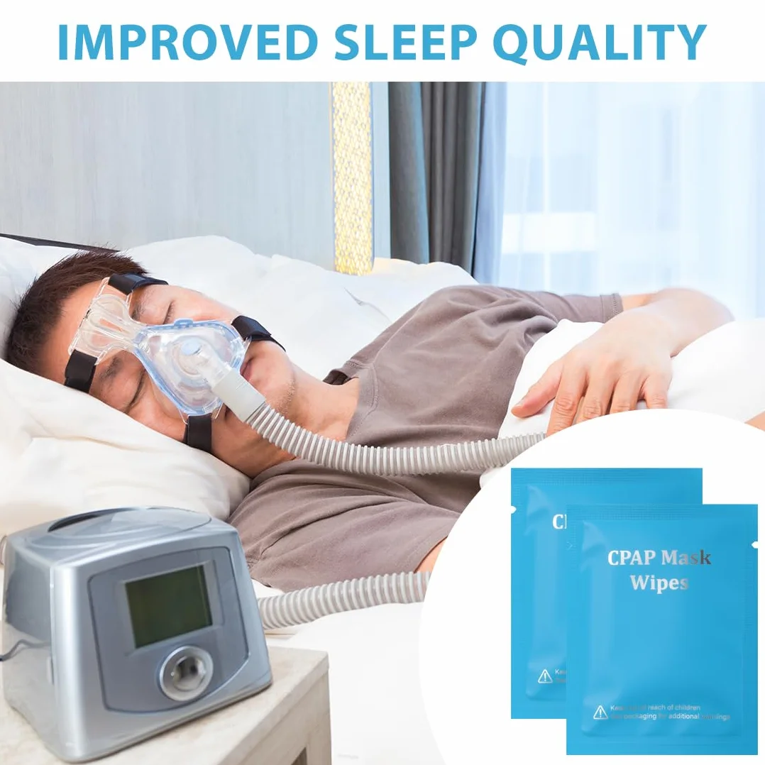 CPAP chusteczki do czyszczenia masek, 50 sztuk, chusteczki do masek z aloesem, chusteczki nawilżane CPAP, szybkie czyszczenie maski CPAP