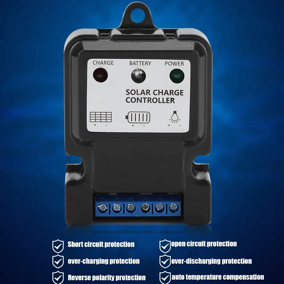Zerodis Kontroler Ładowania Słonecznego PWM 10A 6V/12V DHS-5S6V Czarny