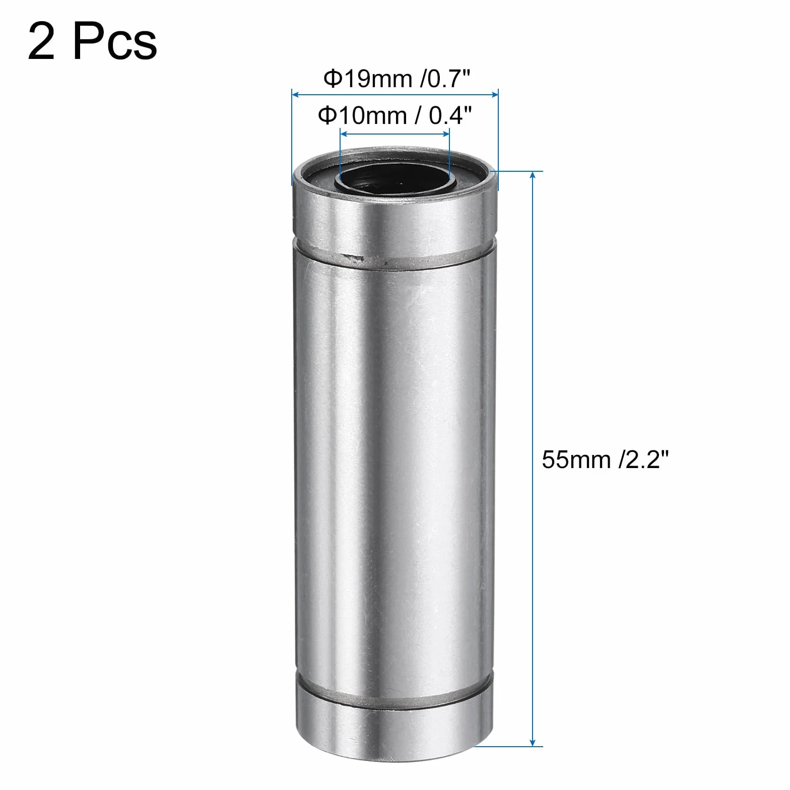 QUARKZMAN 2 szt. LM10LUU łożysko liniowe 10 mm ID 19 mm OD 55 mm długość podwójne uszczelnienie liniowe łożyska kulkowe stalowe gumowe do drukarki 3D maszyna do pakowania żywności