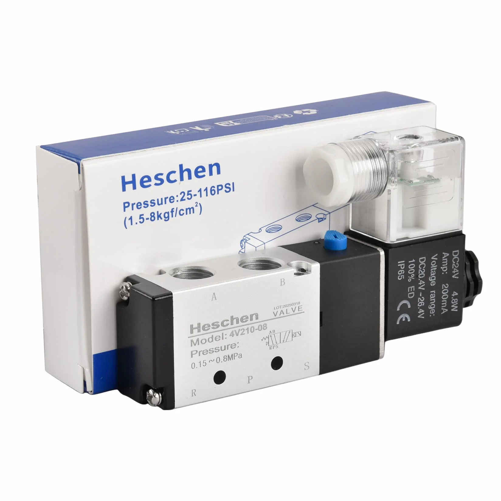 Heschen elektryczny zawór elektromagnetyczny 4V210-08 DC 24 V PT 1/4 5-drożny 2 pozycje