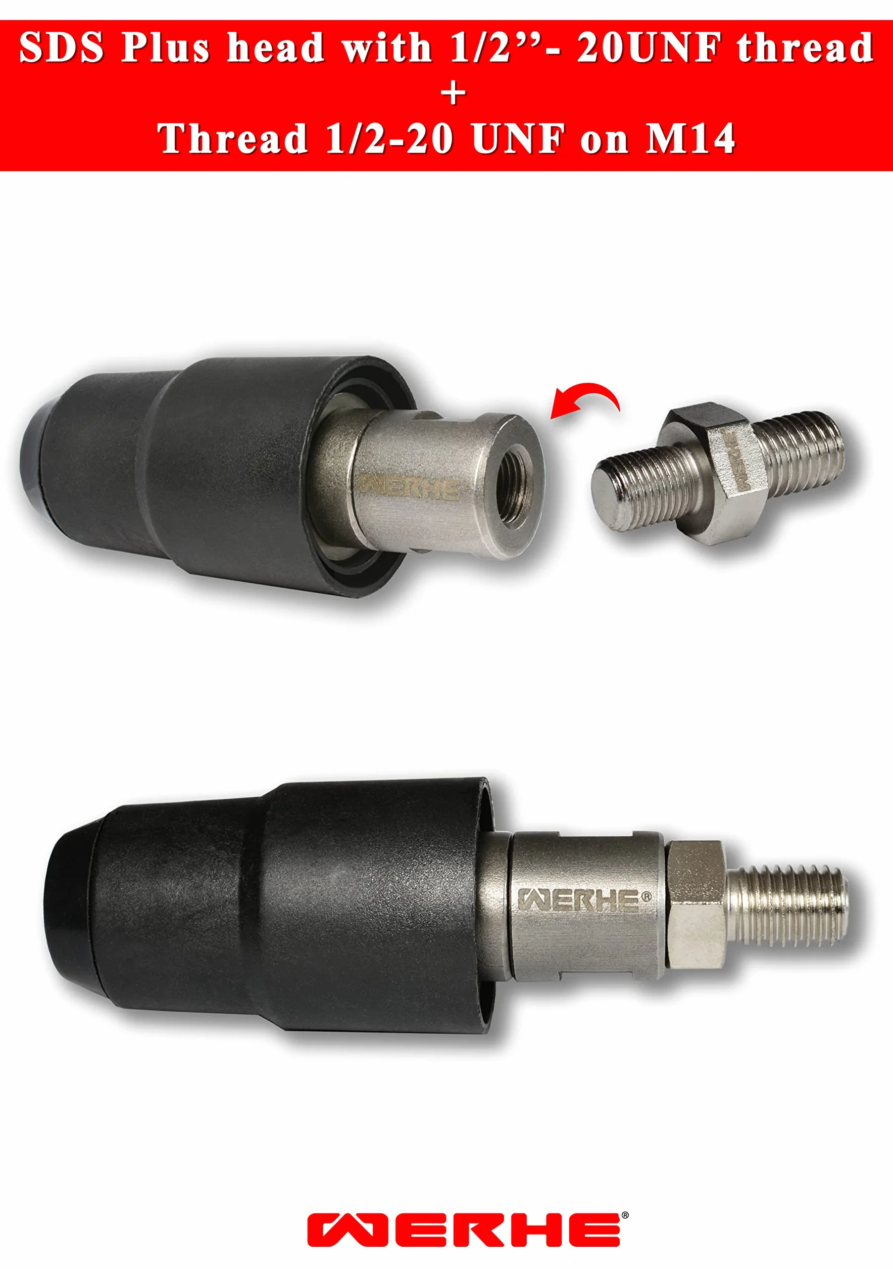 Adapter gwintowy WERHE 1/2-20UNF M14 do mieszadeł wiertarskich