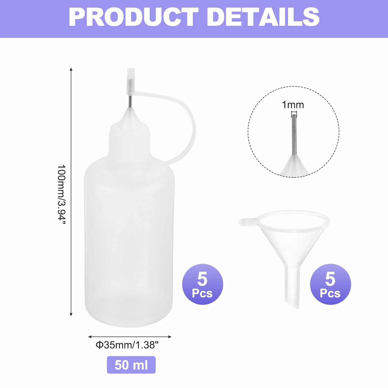 QUARKZMAN 5 szt. Miękka butelka z igłą 50 ml plastikowe aplikatory kleju