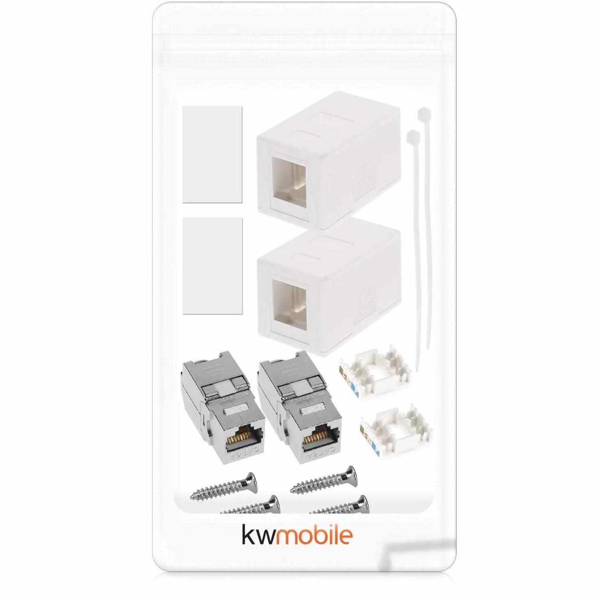 kwmobile 2x gniazdo sieciowe RJ45 (1 port) zestaw - ekranowane, montowane na powierzchni pojedyncze gniazdo ścienne z portem kabla Ethernet LAN CAT6A i 2x modułem Keystone
