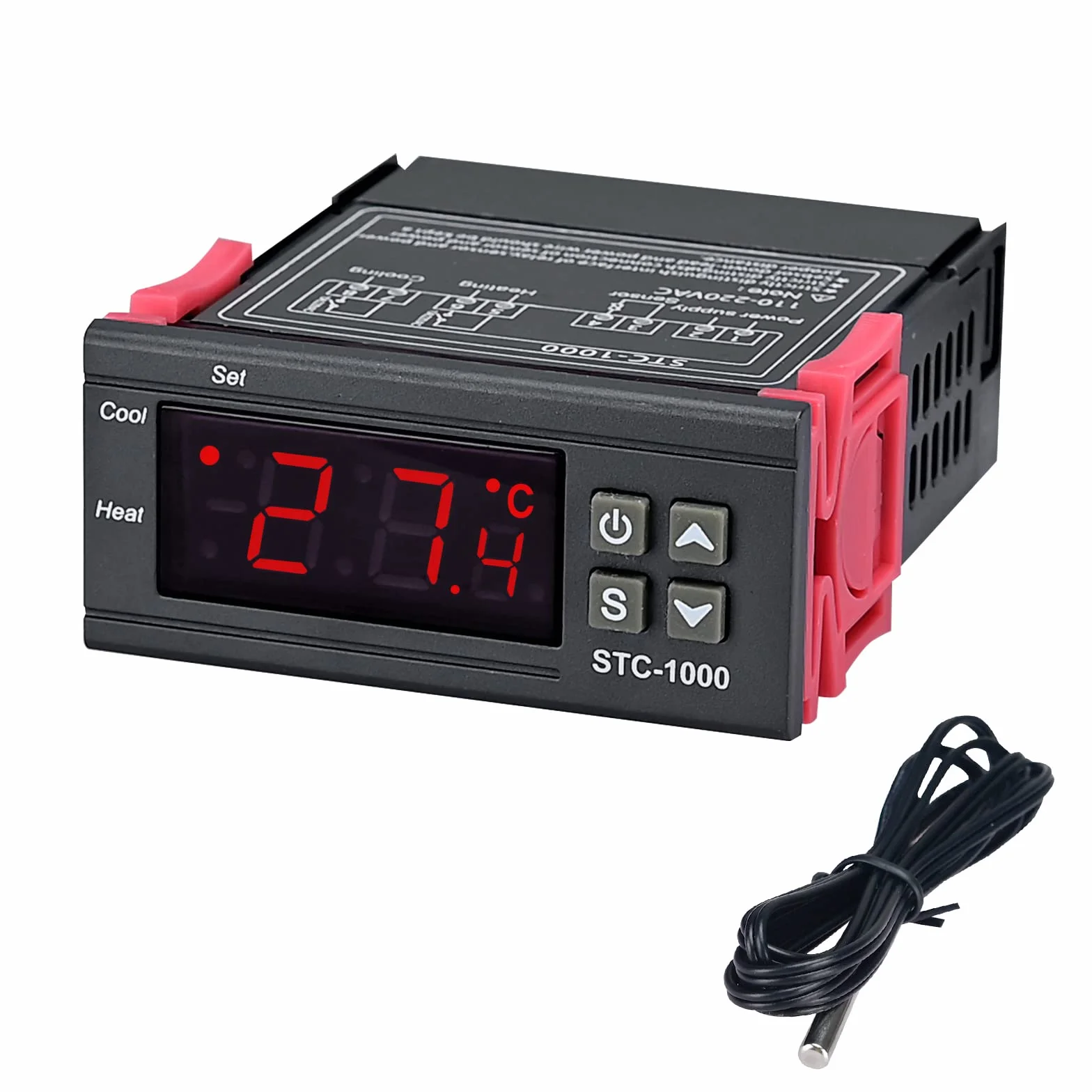 STC-1000 cyfrowy regulator temperatury Celsjusza termostat AC 110-220 V regulator chłodzenia / w sonda czujnika NTC 3 stopy