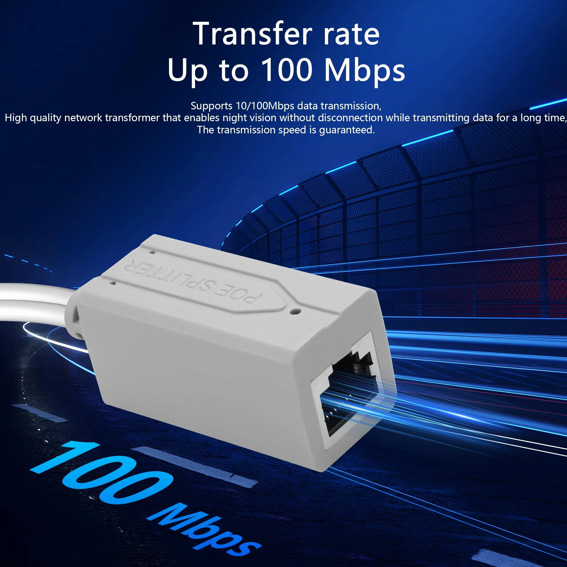 GINTOOYUN Szary DC5V USB-C POE rozdzielacz 10/100 Mbps Typ-C POE rozdzielacz z portem RJ45 i portem typu C, spełnia standard IEEE 802.3AF/at Standard (6,69 cala)