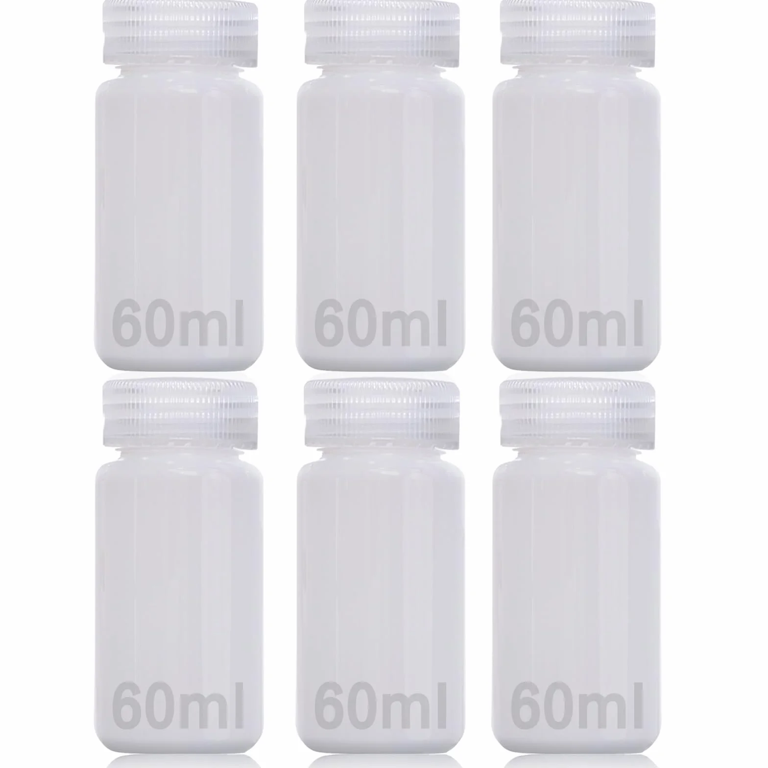 DKBT 6 sztuk butelek z szeroką szyjką z tworzywa sztucznego, 60 ml, puste butelki laboratoryjne, szczelne, z polietylenu (HDPE), z szerokim otworem, do butelek na tabletki, butelki na próbki wody