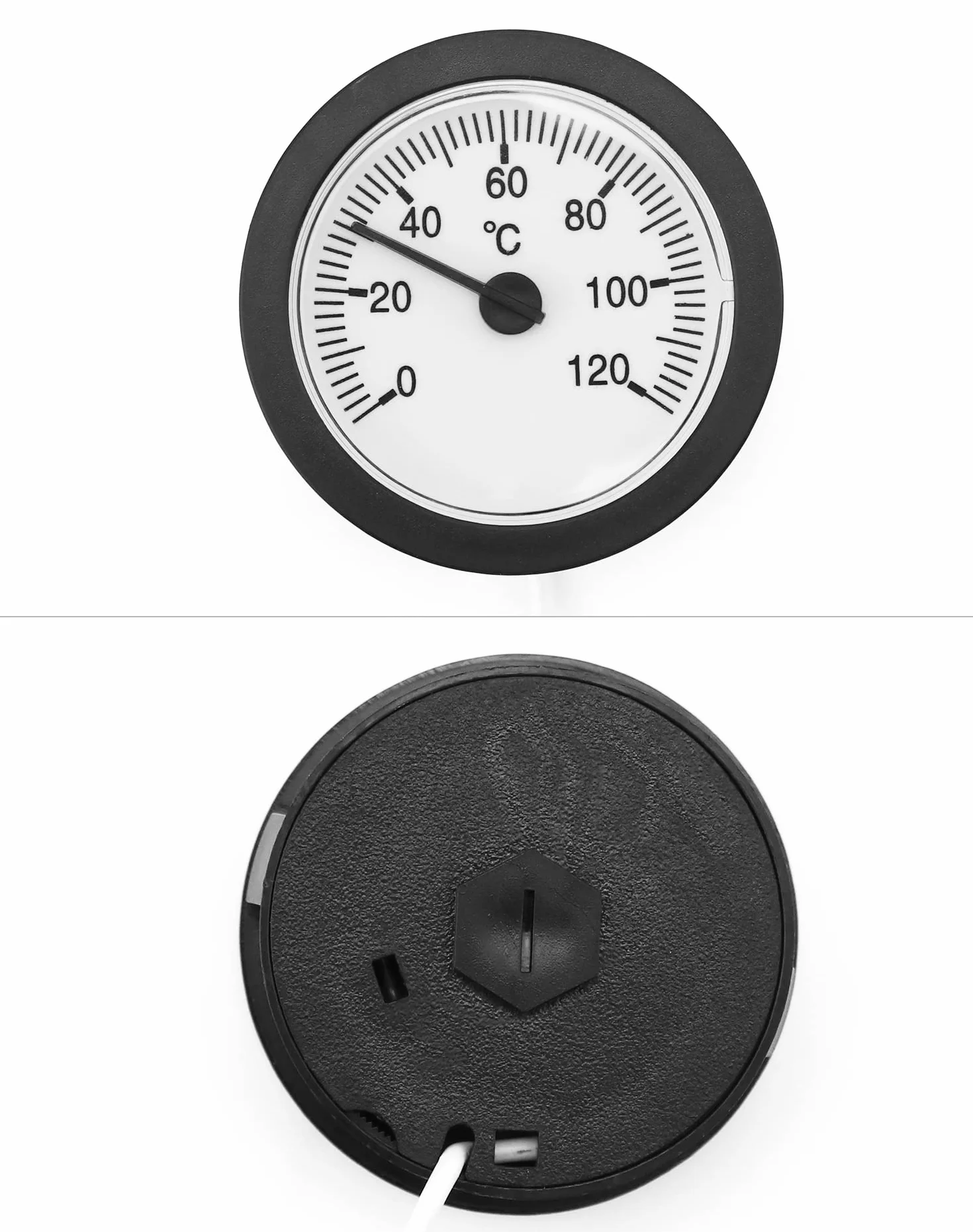 Termometr QWORK z sondą kapilarną do kotłów, systemów grzewczych i chłodzących, kapilara 1000mm, 0-120°C