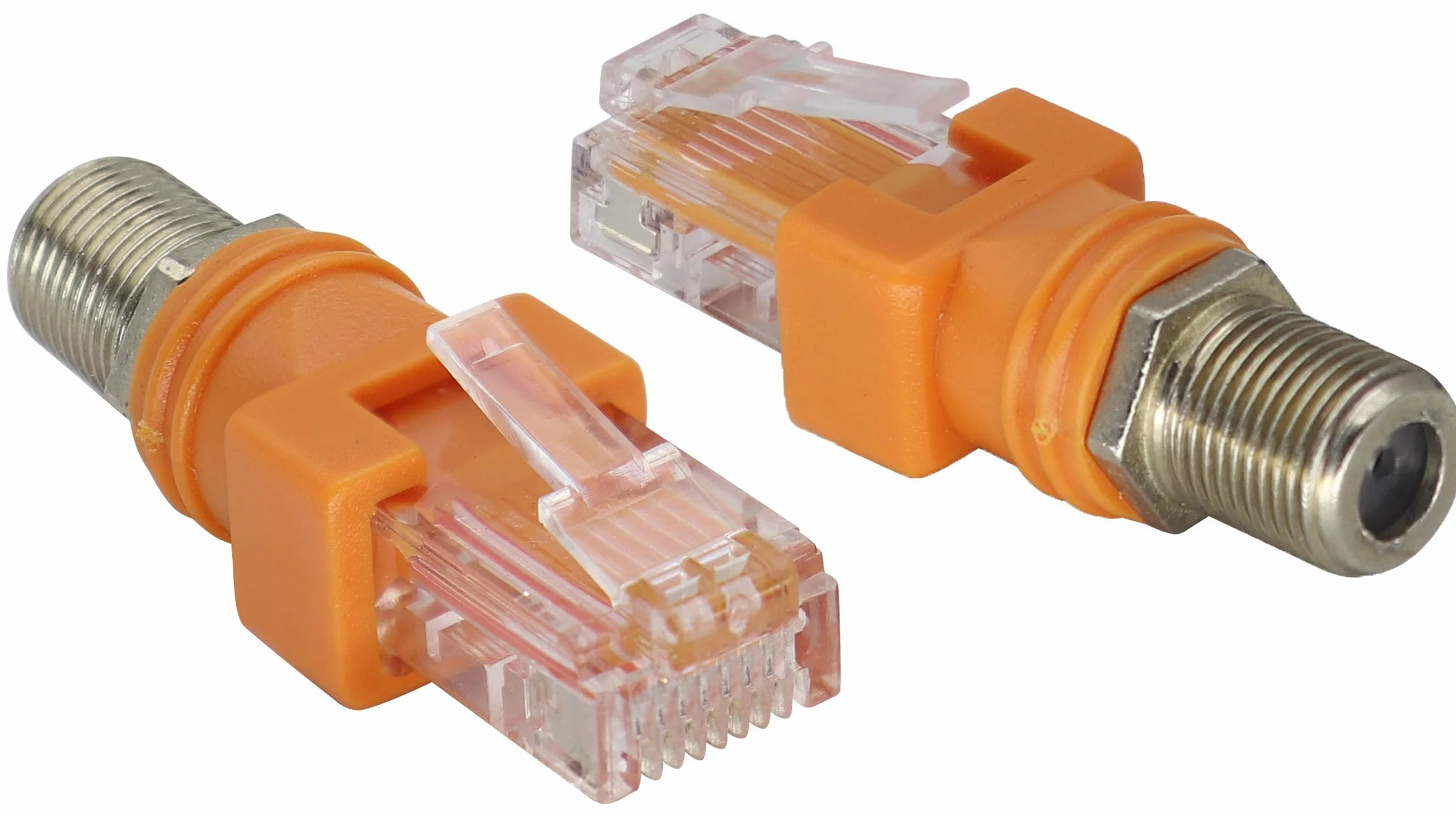 Adapter koncentryczny beczki RF żeński na RJ45 męski Ethernet, konwerter RF na RJ45 do większości testerów linii, detektora linii, wyszukiwarki linii i innych urządzeń wykrywających. (2