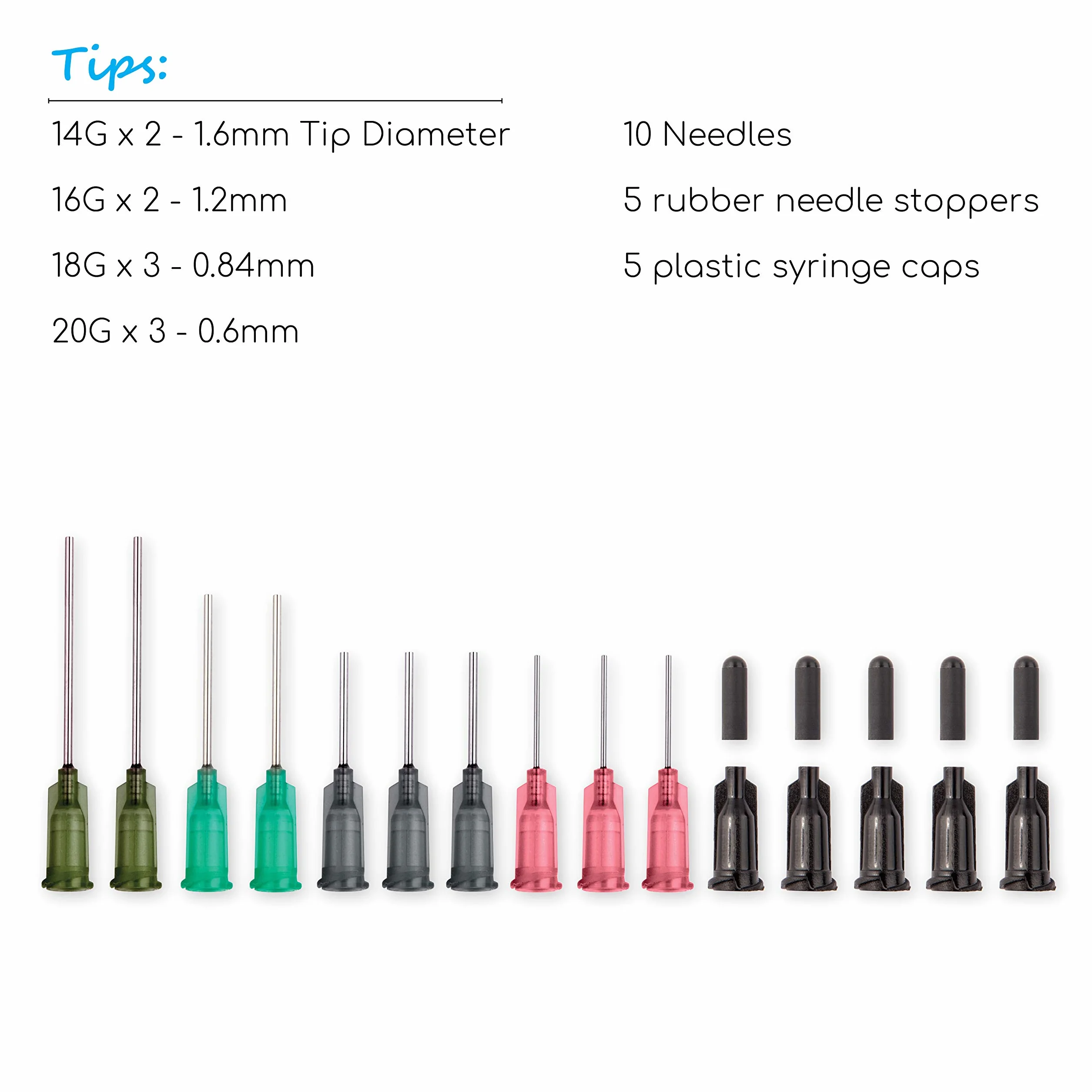Zestaw igieł z tępą końcówką (10 strzykawek, 10 igieł, 10 zakrętek i 2 butelki do przechowywania) do soku E, oleju, vape, klejów, smarów