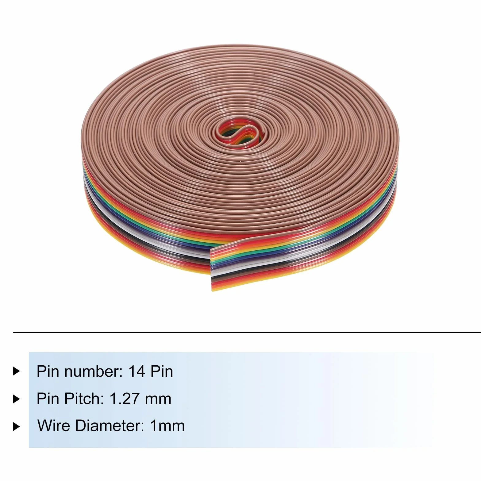 QUARKZMAN 1 szt. 14 pinów płaskich sznurków Rainbow Ribbon Cable 30 Ft 1.27mm Pitch Breadboard Jumper Wires do projektów elektronicznych