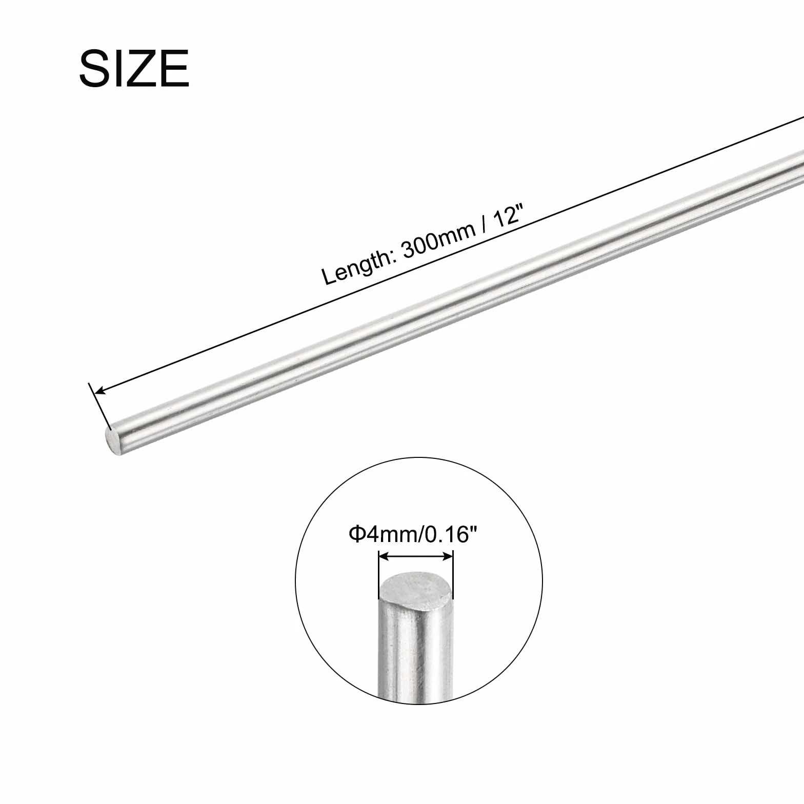QUARKZMAN 6 szt. okrągły pręt ze stali nierdzewnej 304, 4 mm x 300 mm, do różnych projektów "zrób to sam", model samochodu samolotu, statku