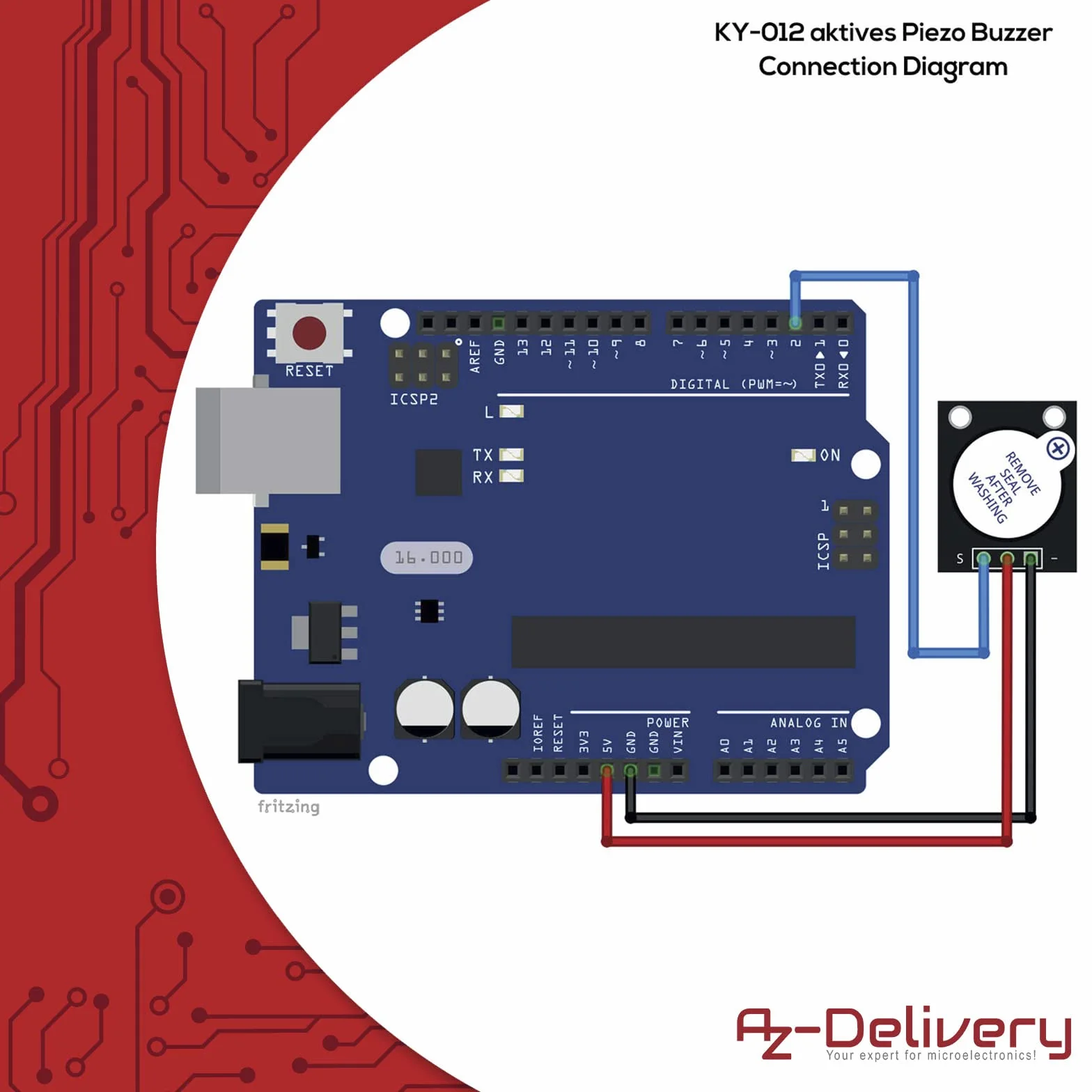 AZDelivery 3 x KY-012 aktywny piezo buzzer czujnik alarmu moduł kompatybilny z Arduino w tym eBook!