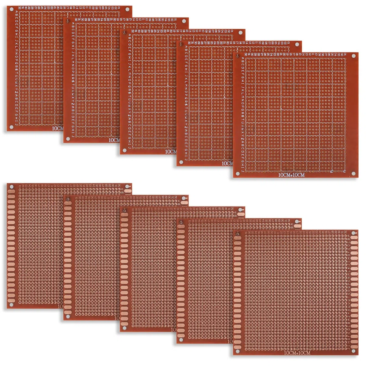 10 sztuk PCB Płytka drukowana Uniwersalna płytka prototypowa, 10 x 10 cm Elektroniczne prototypy DIY Perforowane Base, Dwustronna płytka drukowana PCB Prototyp do projektu DIY