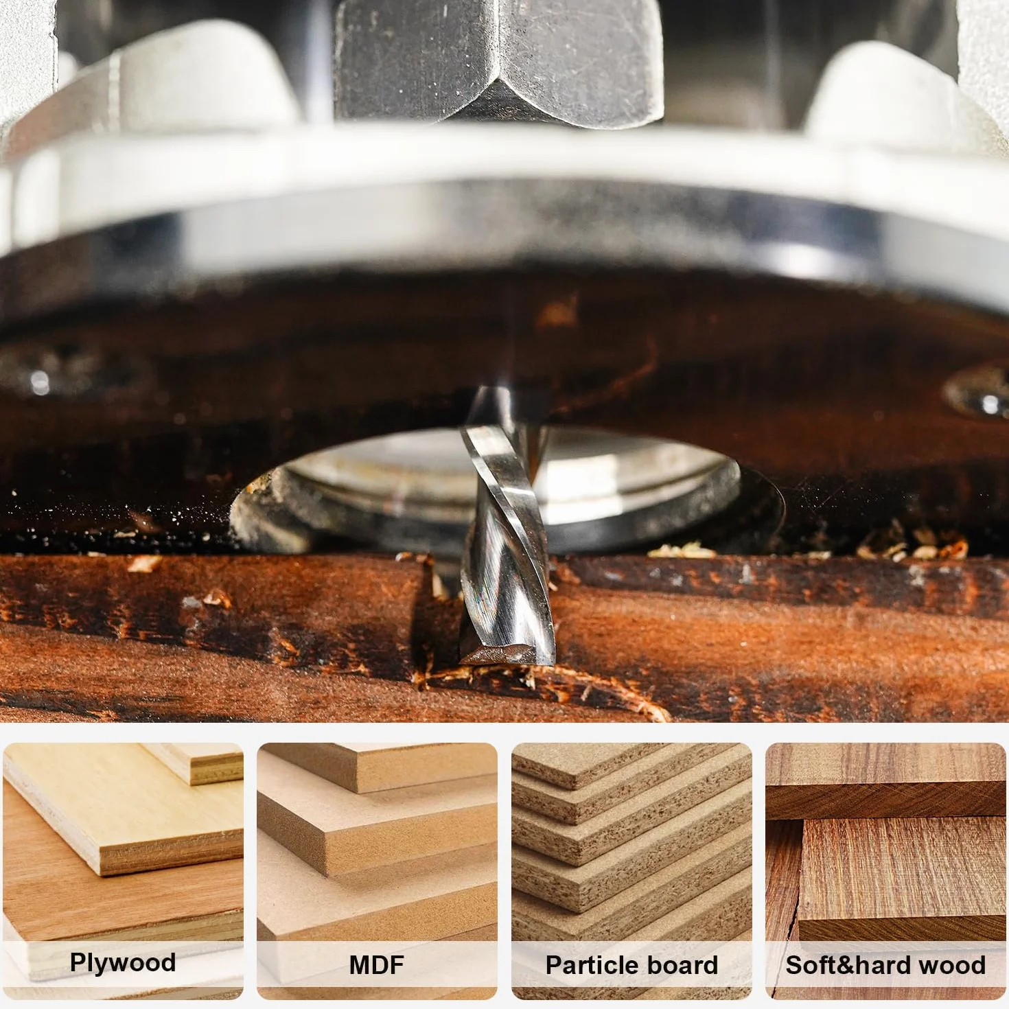 SpeTool Bit kompresyjny w górę w dół, trzpień 4 mm x 25 mm, cięcie spiralne frezy HRC55 z węglika spiekanego CNC, do rzeźbienia w drewnie, grawerowania, szlifowania, frezy do frezarek