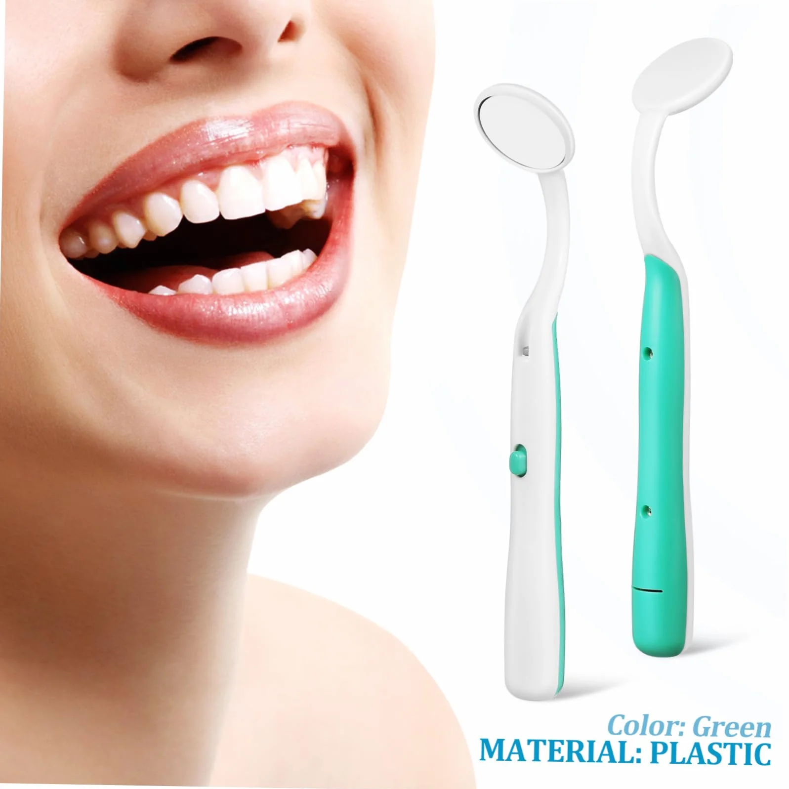 Lusterko Dentystyczne z Jasnym Światłem LED Do Inspekcji Zębów Zielone Narzędzie Stomatologiczne Do Pielęgnacji Ustnej dla Rodziców i Dentystów