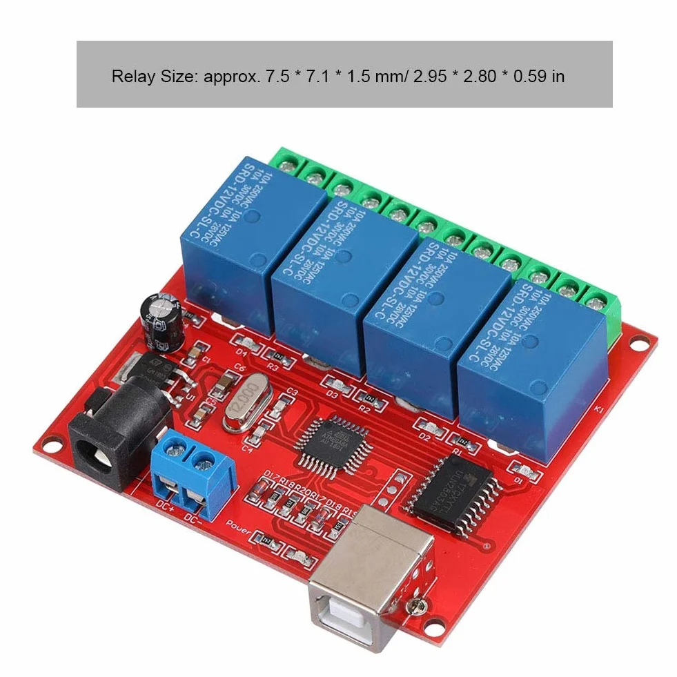 Moduł Przekaźnika 12 V, 4-Kanałowy DC Komputer USB Inteligentny Przełącznik Kontrolera, Duża Moc PC Płytka Rozszerzająca USB