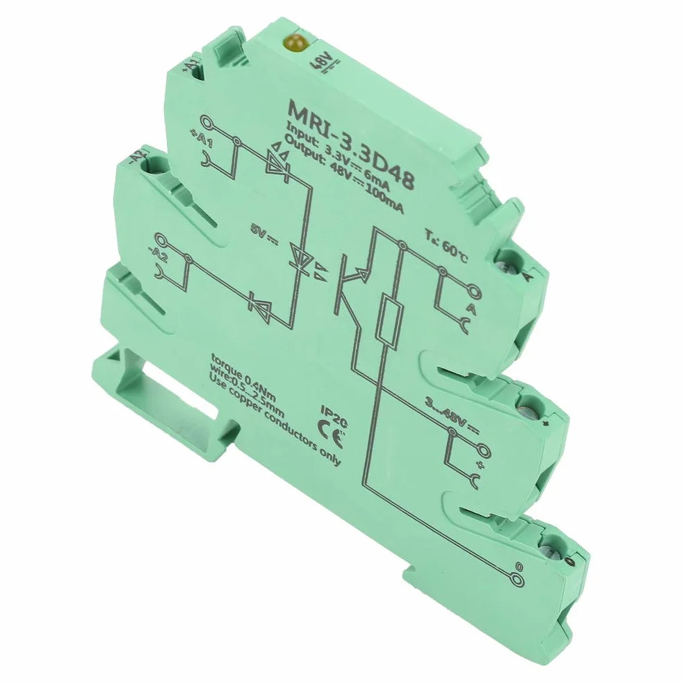SPS-Relais zur Isolierung des Optokopplers, MRI-3.3D48 DC Photoelektrischer Koppler zur Isolierung des SPS-Relaismoduls Eingang 3.3VDC Ausgang 3-48VDC