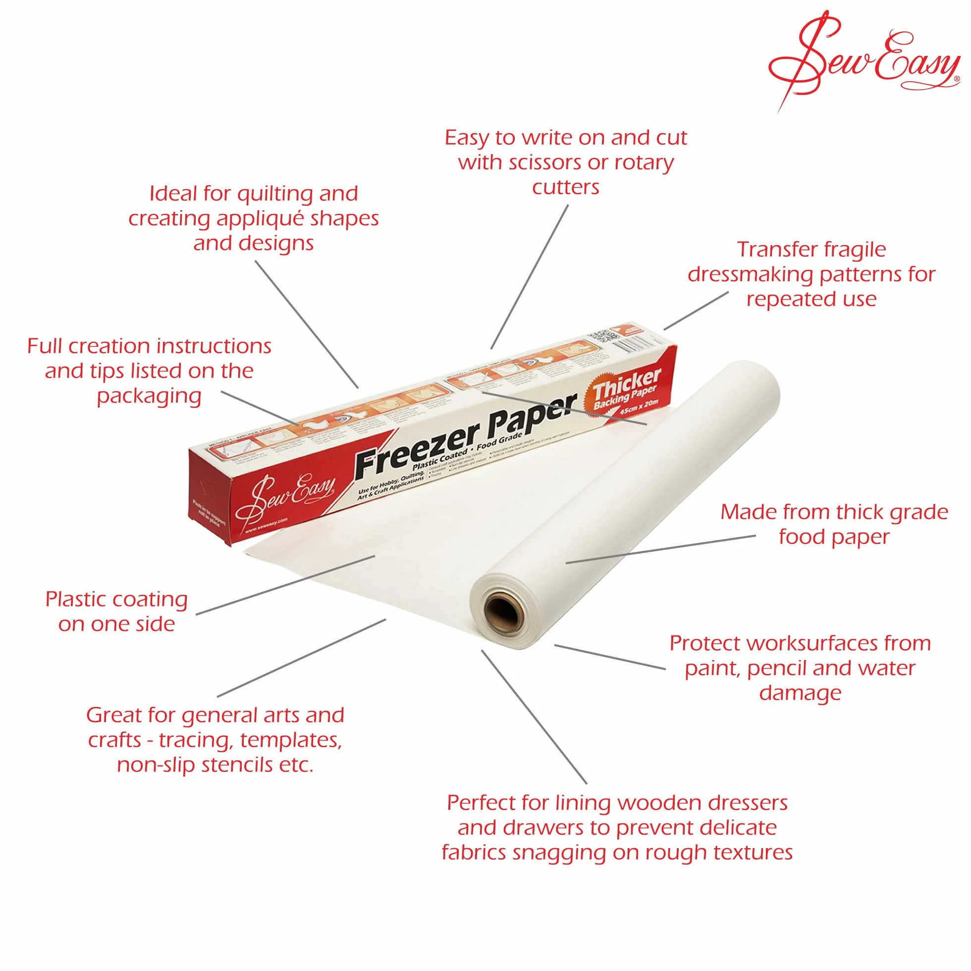 Sew Easy Papier pikowany z powłoką z tworzywa sztucznego, naturalny, 12,1 m x 381 mm ER9991