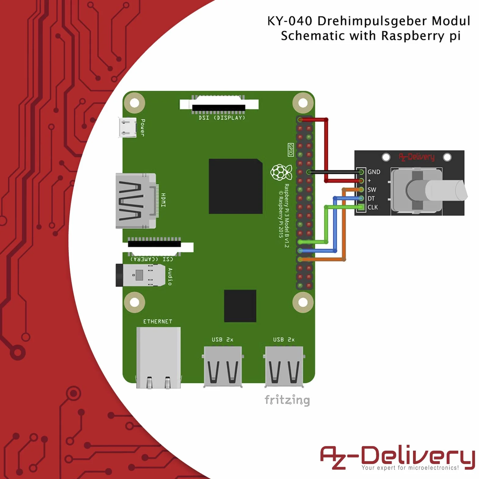 AZDelivery KY-040 Rotary Encoder Moduł kompatybilny z Arduino Raspberry Pi