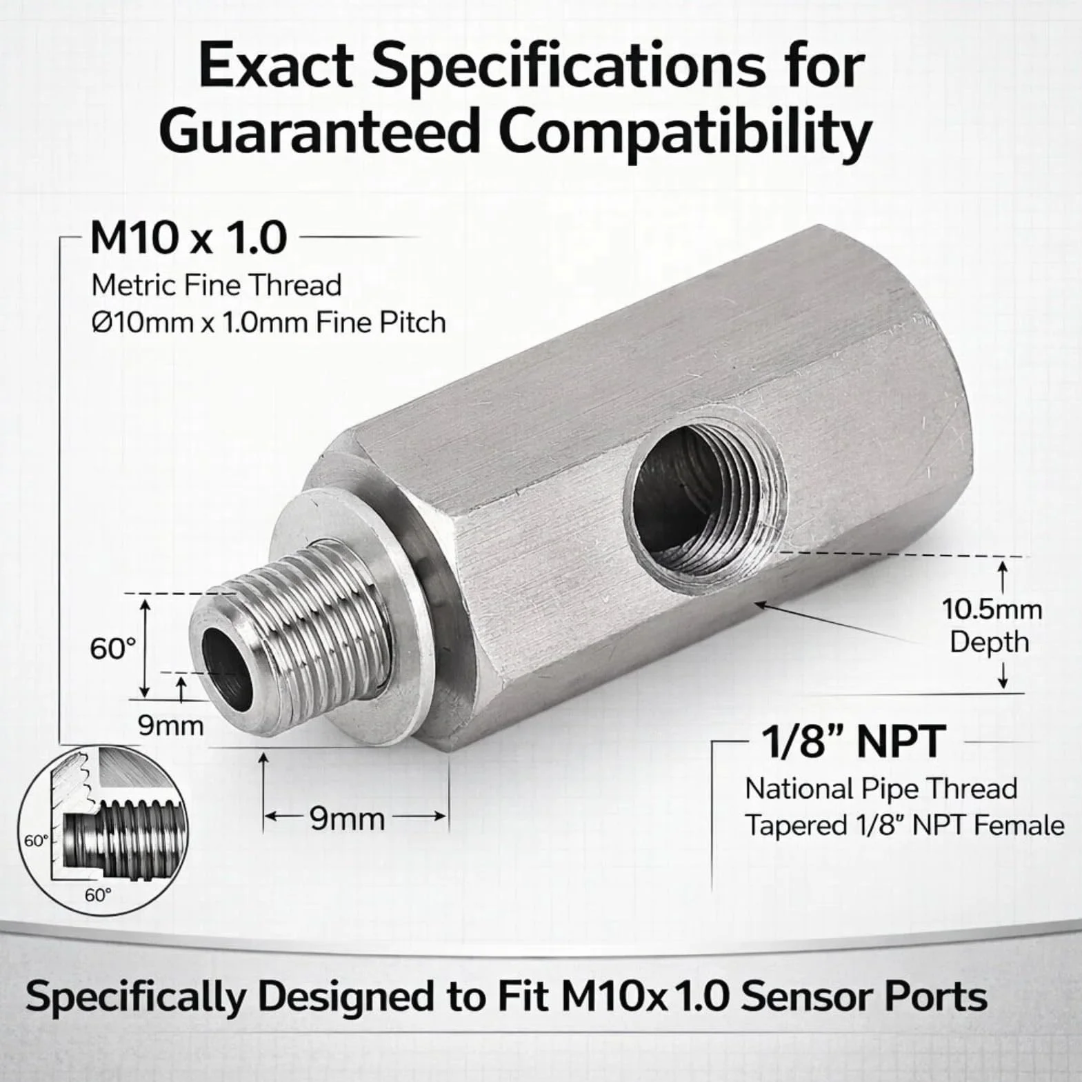 Adapter Czujnika Ciśnienia M10x1.0 ze Stali Nierdzewnej do Adaptera M10 Turbo Supply Złącze Zasilania Olejem montaż dla Większości Modeli