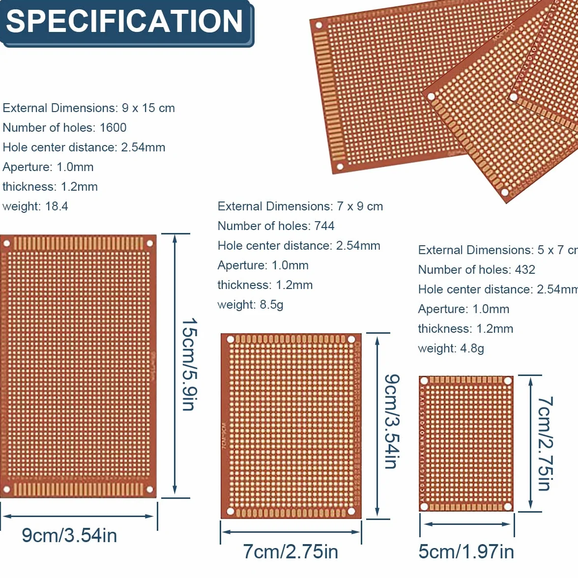 Breadboard PCB Kit 5x7 cm 7x9 cm 9x15 cm DIY 40-pin Female Header