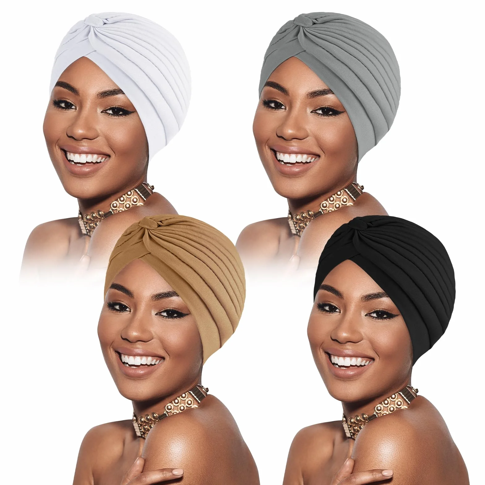 flintronic Kapelusze damskie, chemioterapia, czapka z rakiem, wstępnie wiązana beanie, nakrycie głowy, plisowana czapka, turban