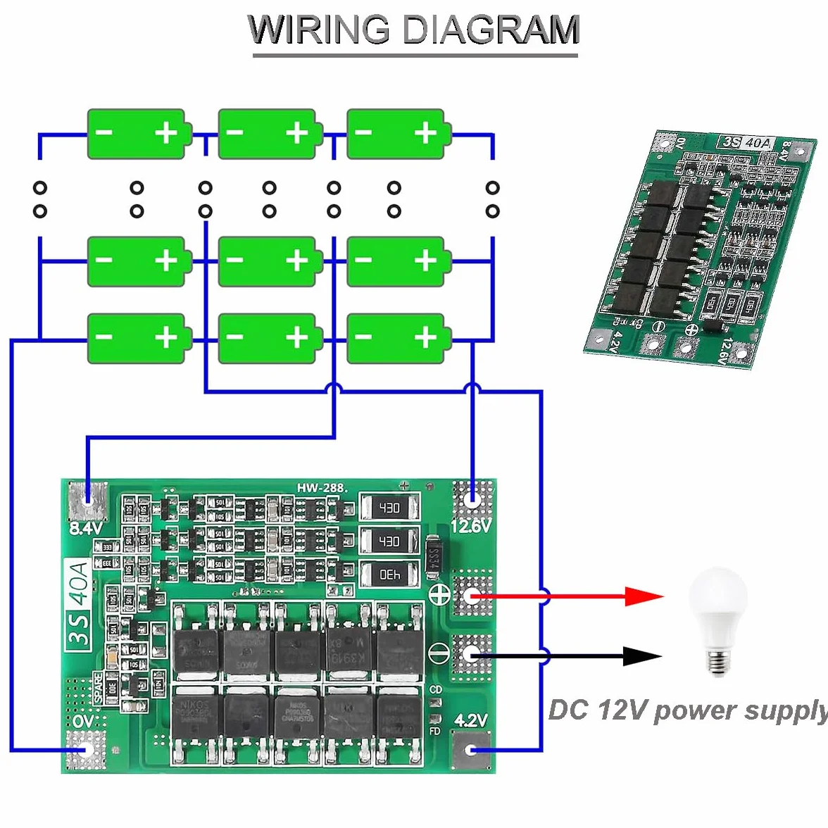 4 szt. 3S 40A PCB 18650 płyta ochronna na akumulator litowo-jonowy ładowarka litowa PCB BMS 11.1V 12V 12.6V ze zrównoważonym ładowaniem z paskiem niklowym