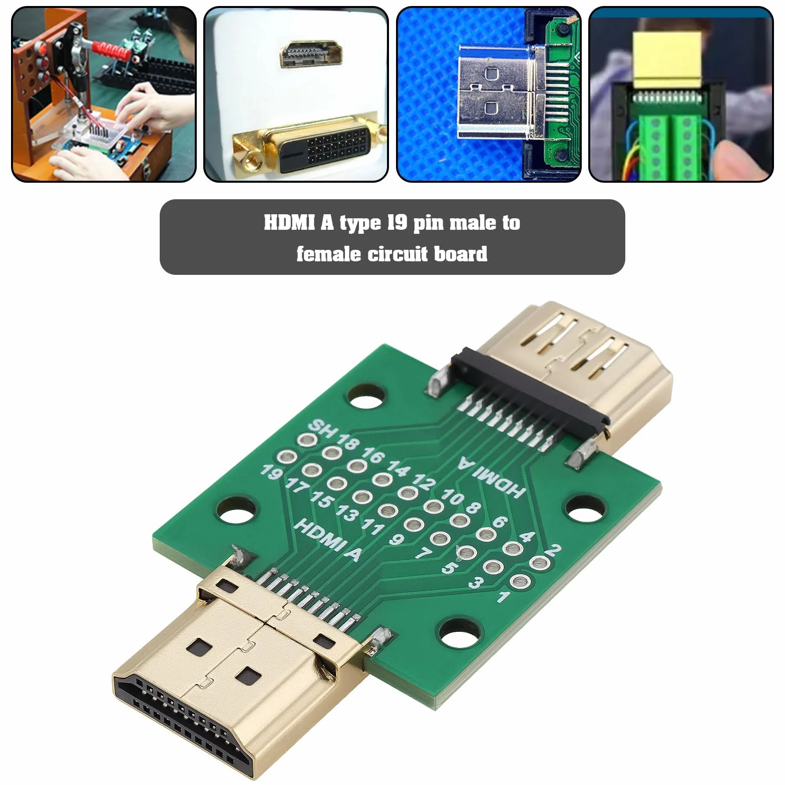 OTOTEC 2 szt. HDMI typu A męski na żeński 19 pinów 2,54 mm dwustronne gniazdo Breakout Board złącze testowe naprawa płytka testowa mini złącze z płytką PCB