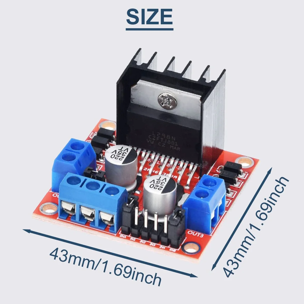 2 szt. Płyta kontrolera napędu silnika L298N DC podwójny moduł sterujący silnika krokowego H Bridge Motor dla Arduino Smart Car Power z kablem rozruchowym, drut 24AWG